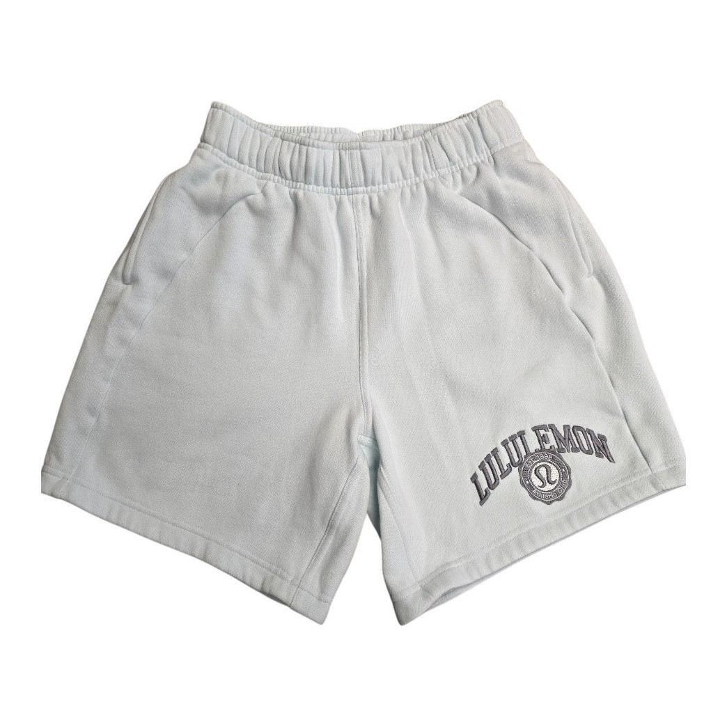 Lululemon Collegiate Logo Fleece Shorts XXS Icy Blue Preppy Athleisure