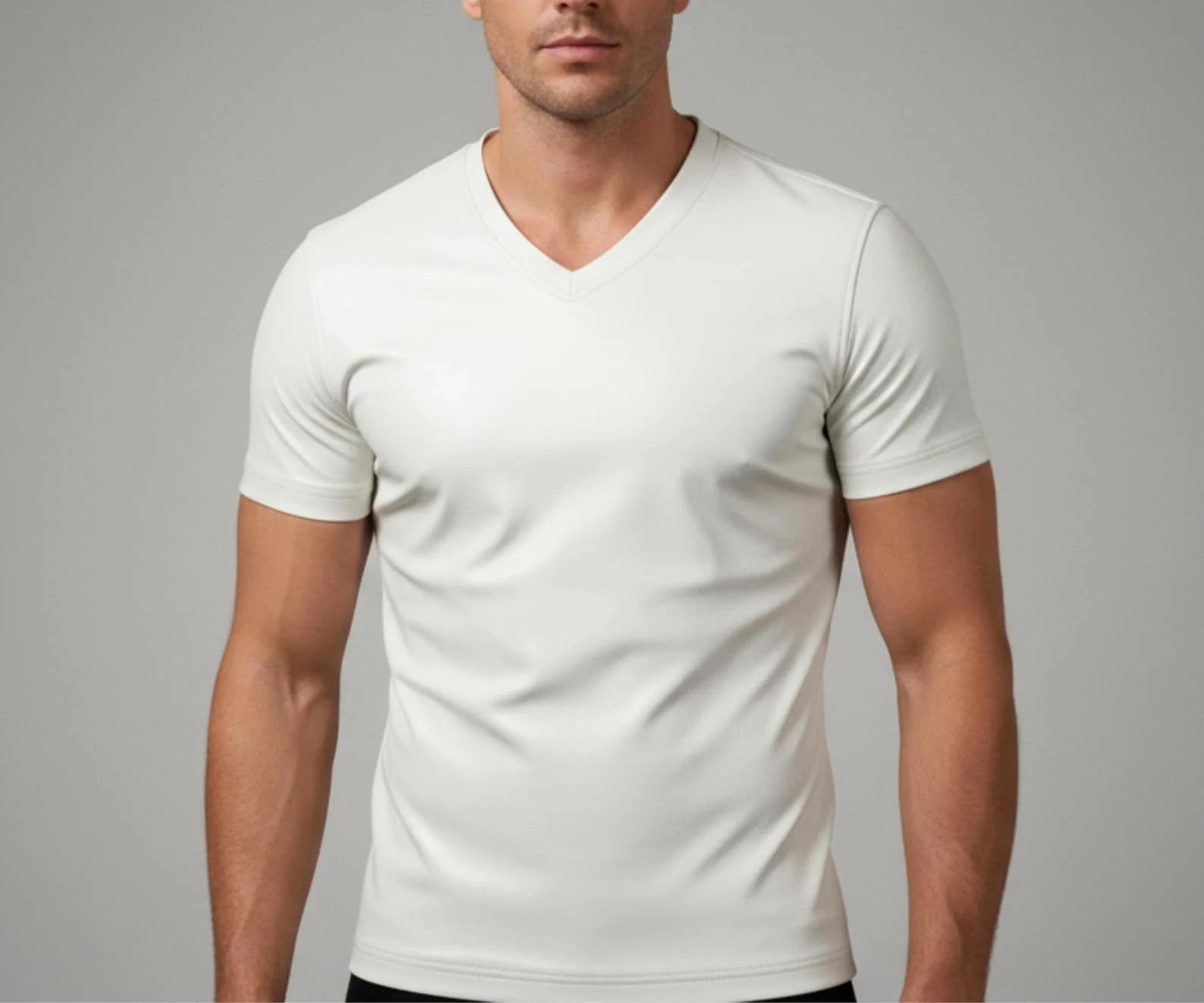 New Men’s V- Neck White Leather T-Shirt. Real Soft Sheepskin Leather T-Shirt XL.