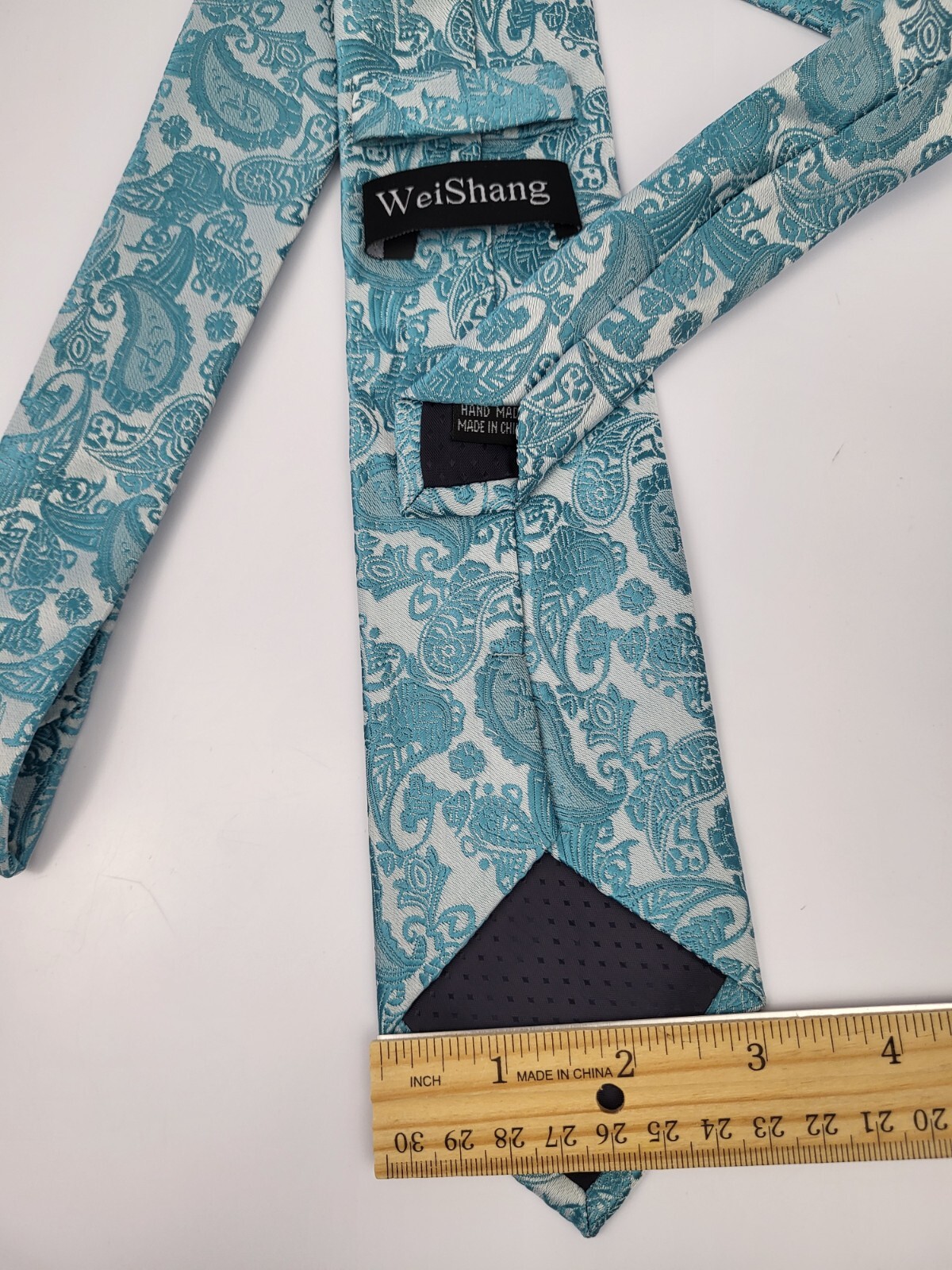 Weishang Silk Tie Blue Green Paisley Men Necktie Skinny 57.5 x 3