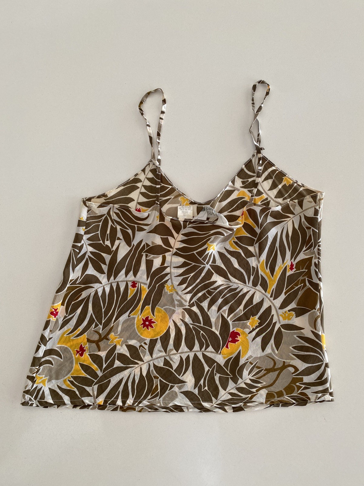 Vintage 90s Fenn Wright & Manson 100% silk Cami Tropical Print bias cut Size S