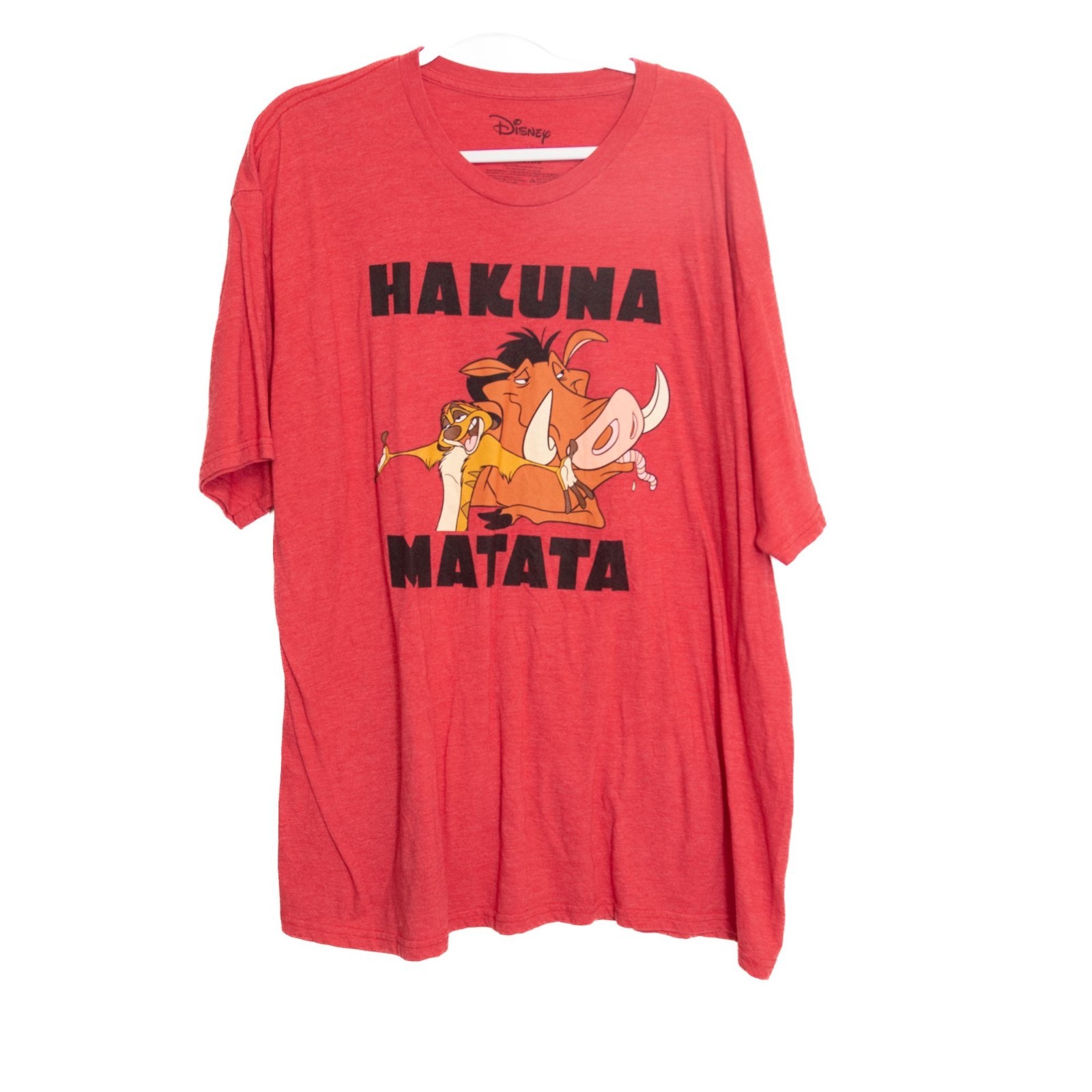 Disney Size 3X Red Hakuna Matata Graphic Tee Featuring Simba Timon & Pumbaa