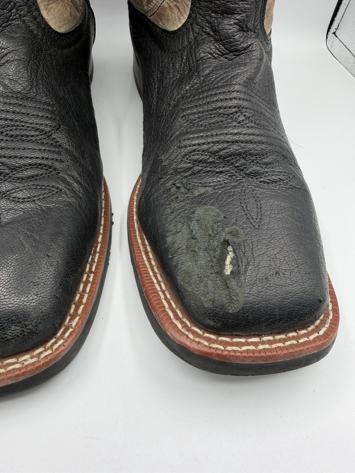 Laredo 7910 Men’s 10.5D Black Brown Leather Western Cowboy Boots Soft Toe