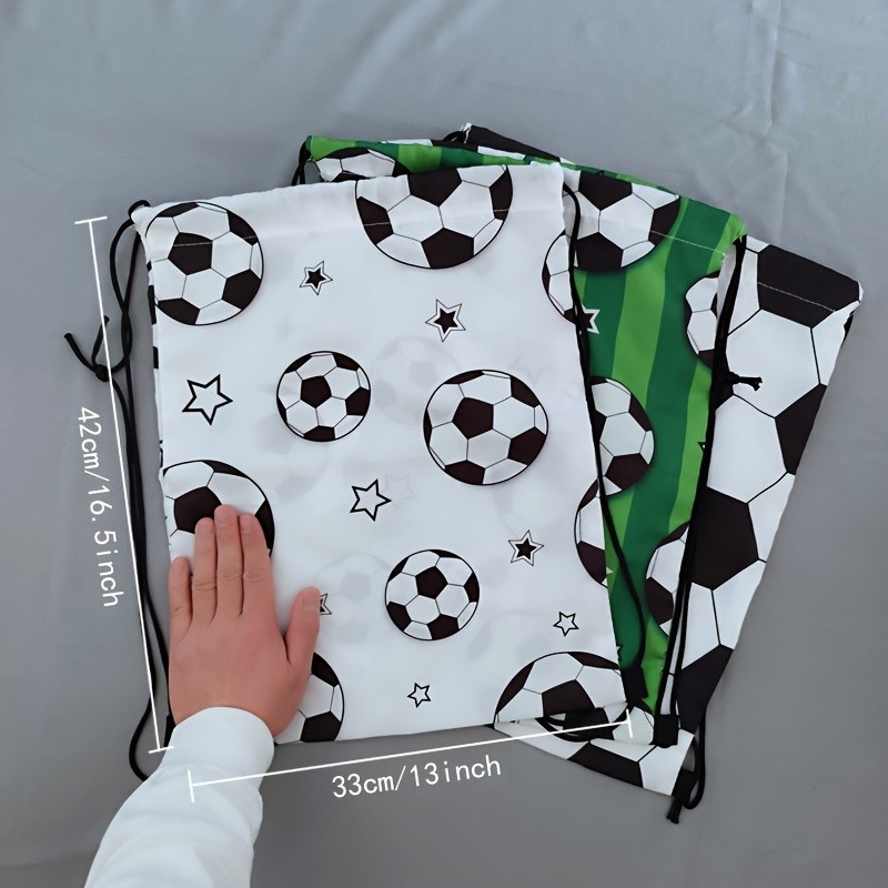Large Foldable Football Print Drawstring Backpack Unisex Casual Sports Bag ◐