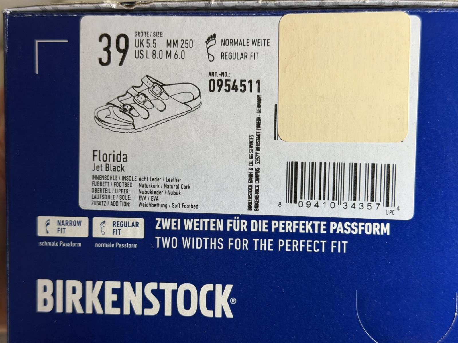 Birkenstock Florida Black Leather Sandals EU 39 Soft Regular Fit READ EXCELLENT