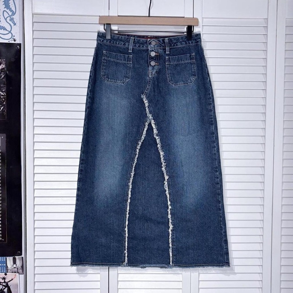 Bongo distressed midi skirt