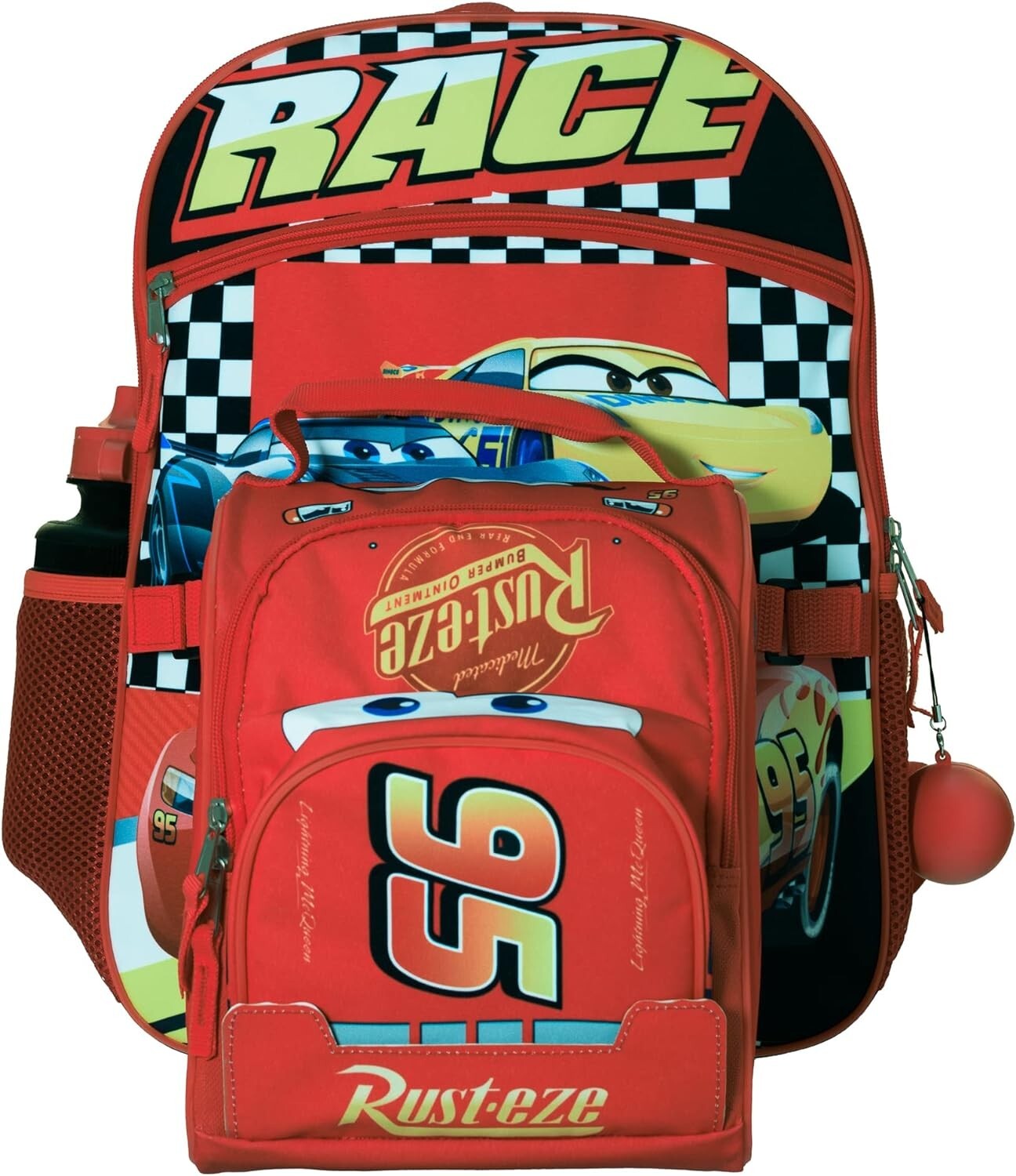 16″ Disney Cars 4 Piece Backpack School Bag Bookbag with lunch box & Waterbottle