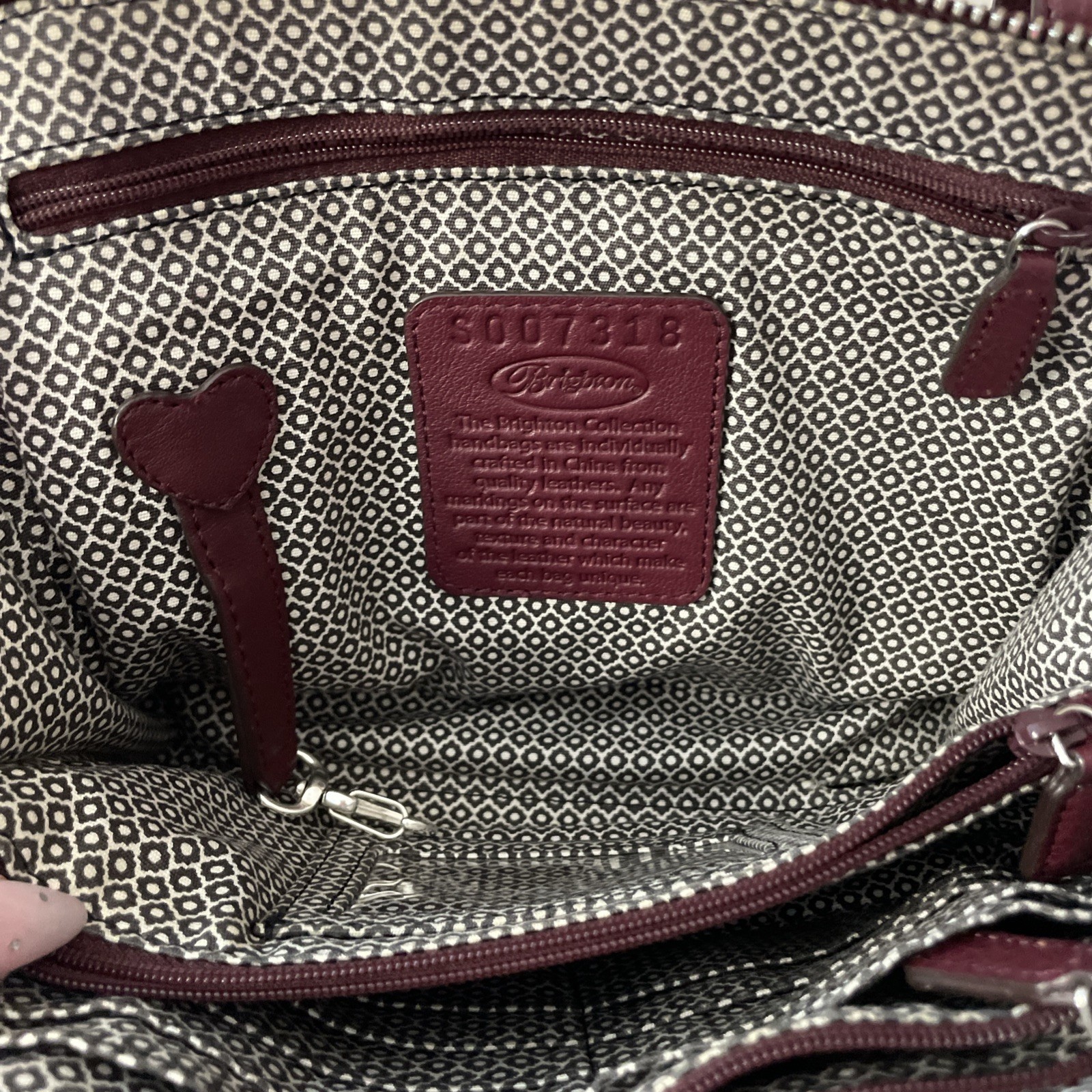 Stunning BRIGHTON Pretty Tough Studded Jojo Bag In Berry Croc Embossed Leather