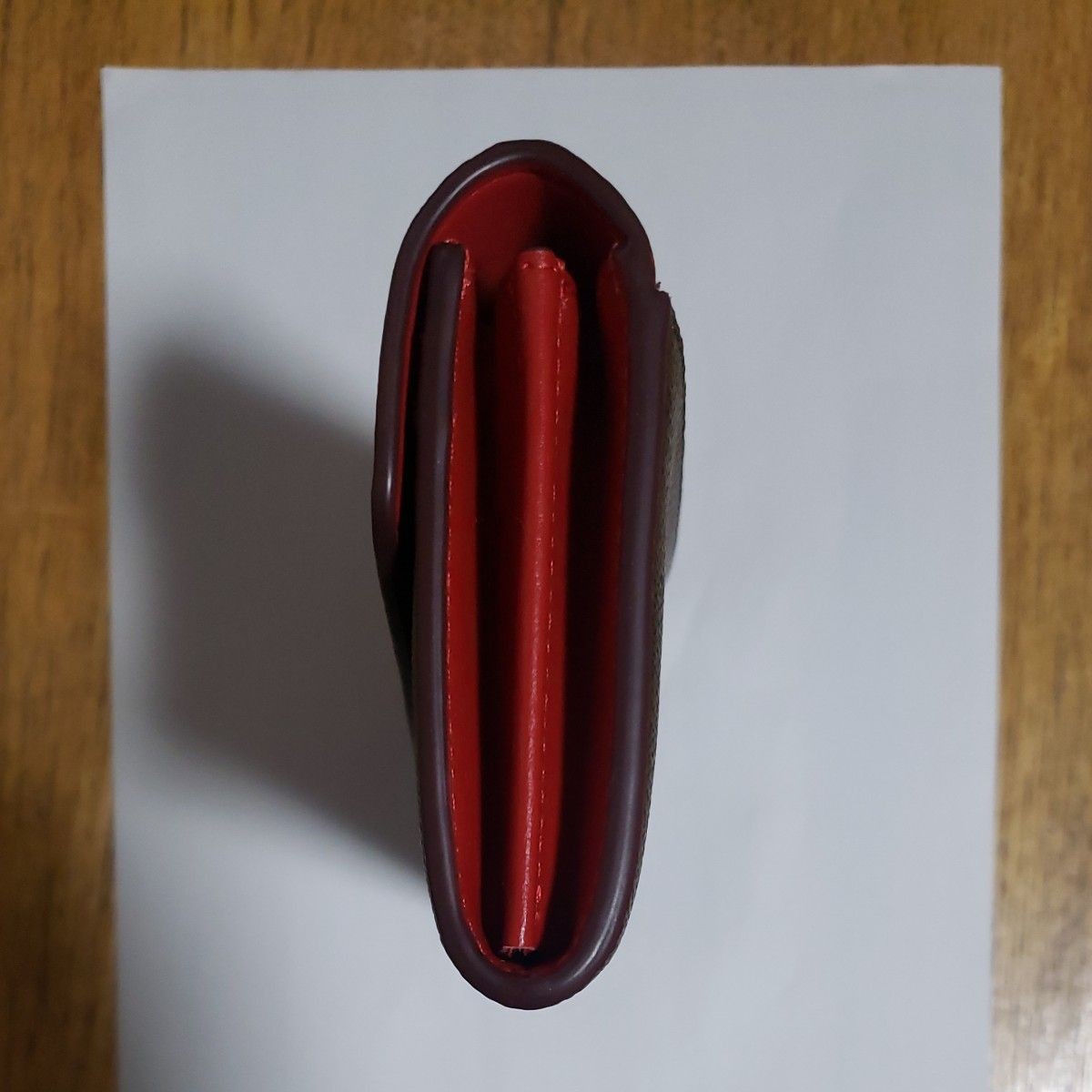 Coach Long Wallet, Envelope Style, Two-Tone, Red and Brown