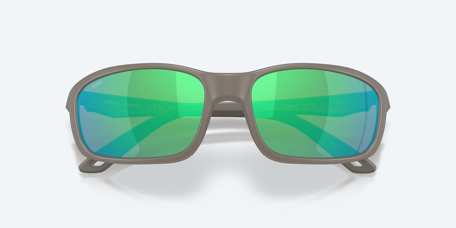 Costa Del Mar Brine II Matte Olive Shale/Green Mirror 580G Polarized Sunglasses
