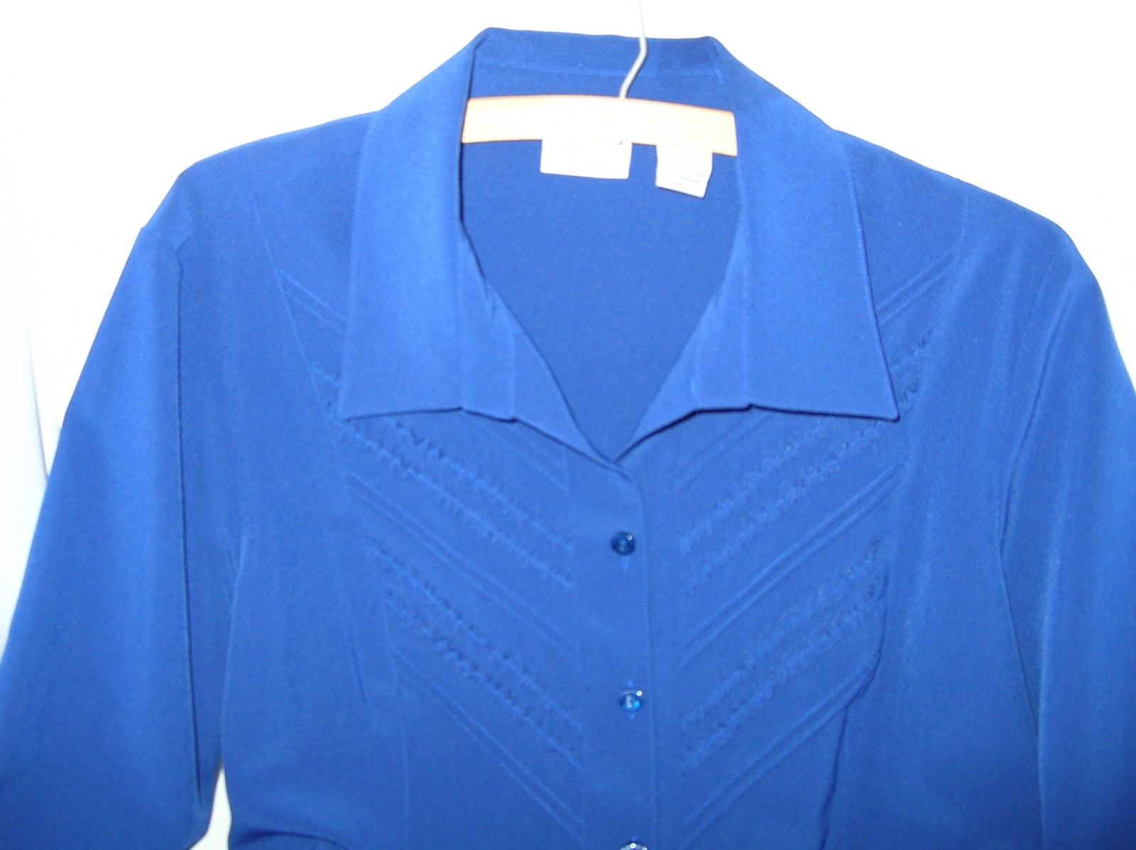 Covington Women’s Navy Shirt Top Blouse Size Large 94% Polyester Button J