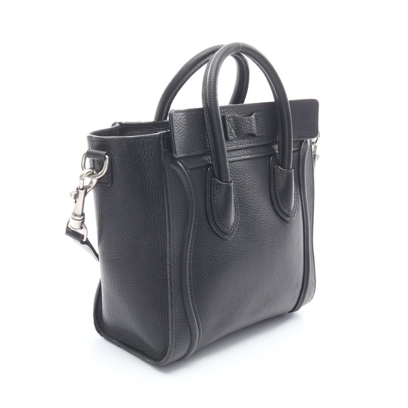 CELINE Luggage Nano Shopper Shoulder Crossbody Handbag 168243 leather Black Used