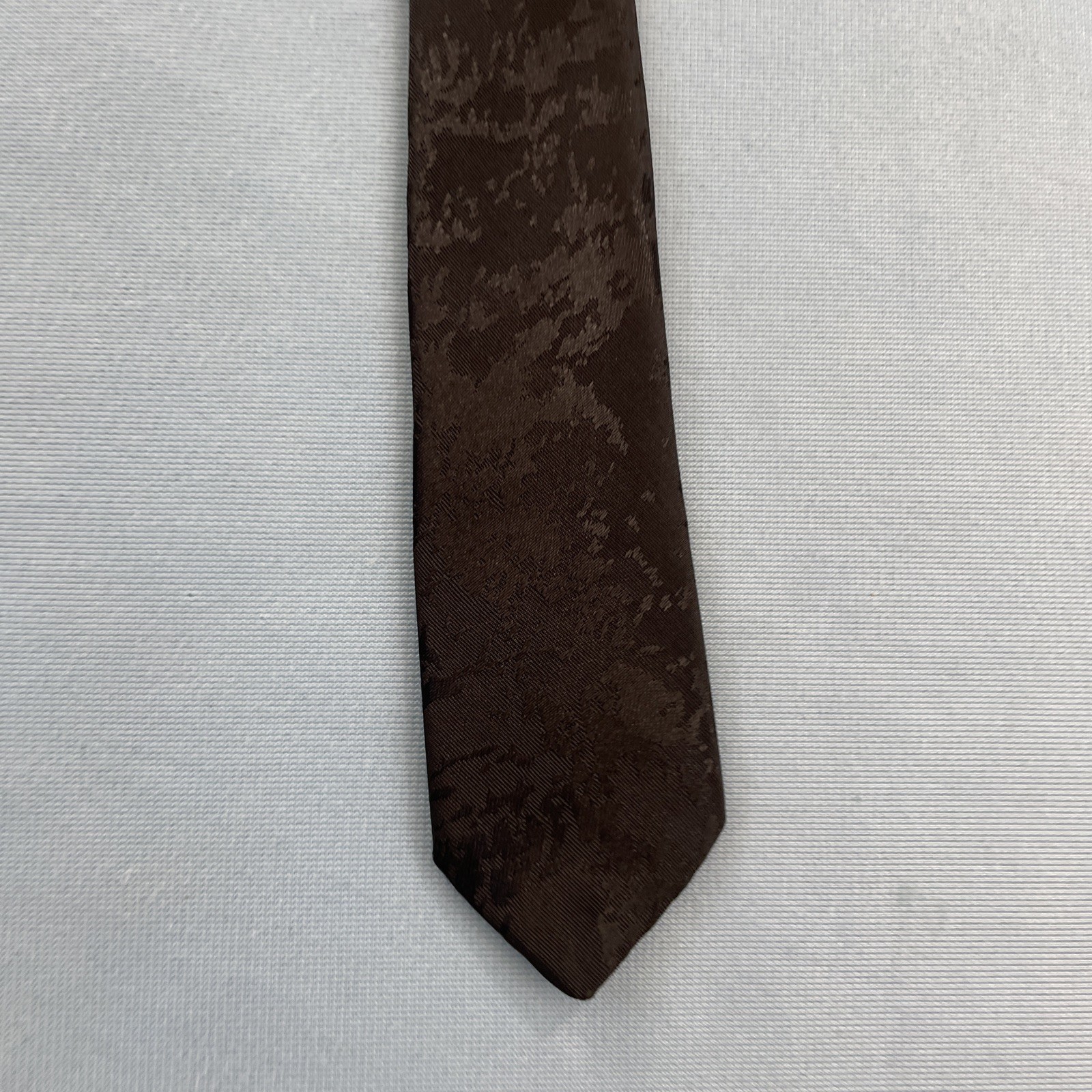 Impact Vtg Slim Necktie Made USA Optical Abstract Art Black Super Skinny 1.7×58″
