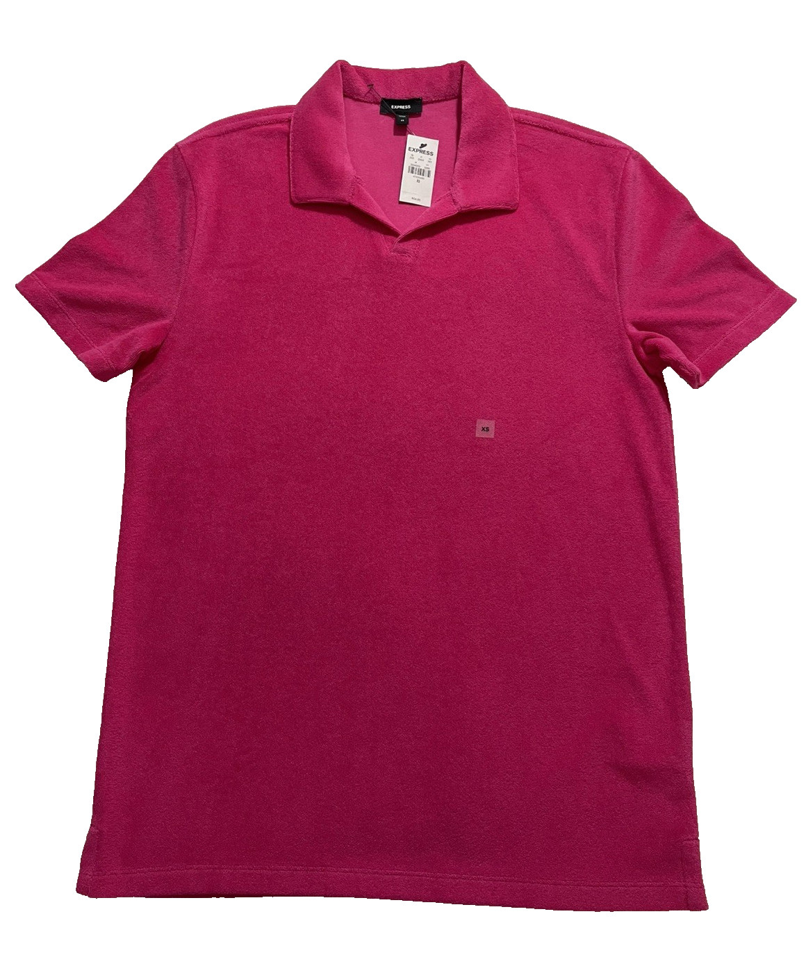 NWT – Express Men’s Size XS Bright Pink Terry Cloth Polo Shirt Cotton Blend -New