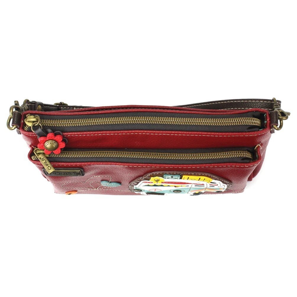 Chala Bus Deluxe Crossbody RFID Protected Vegan Leather Bag (Burgundy) NWT