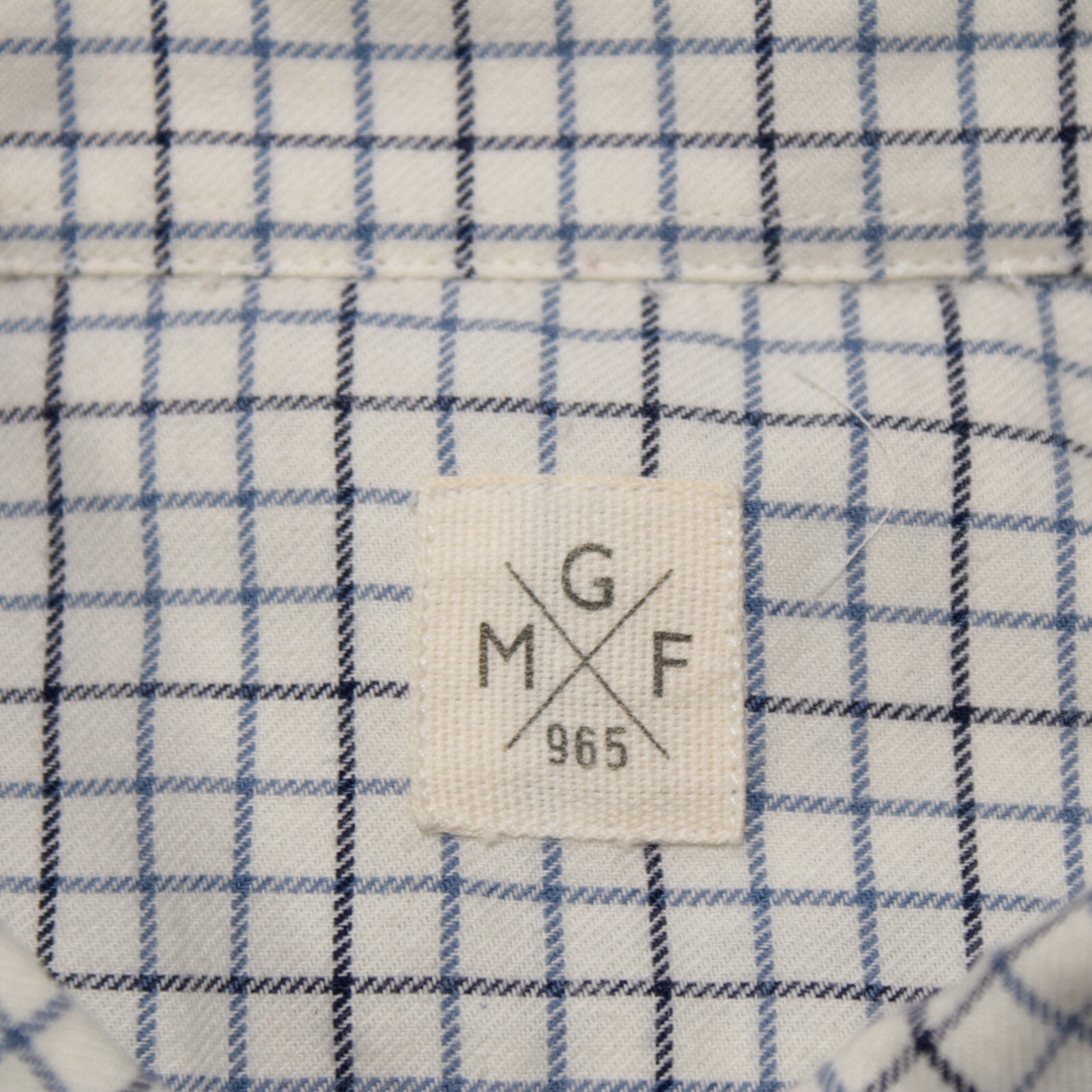 GMF NWOT Dress Shirt Size 44 17.5 in White with Blue Check 100% Cotton
