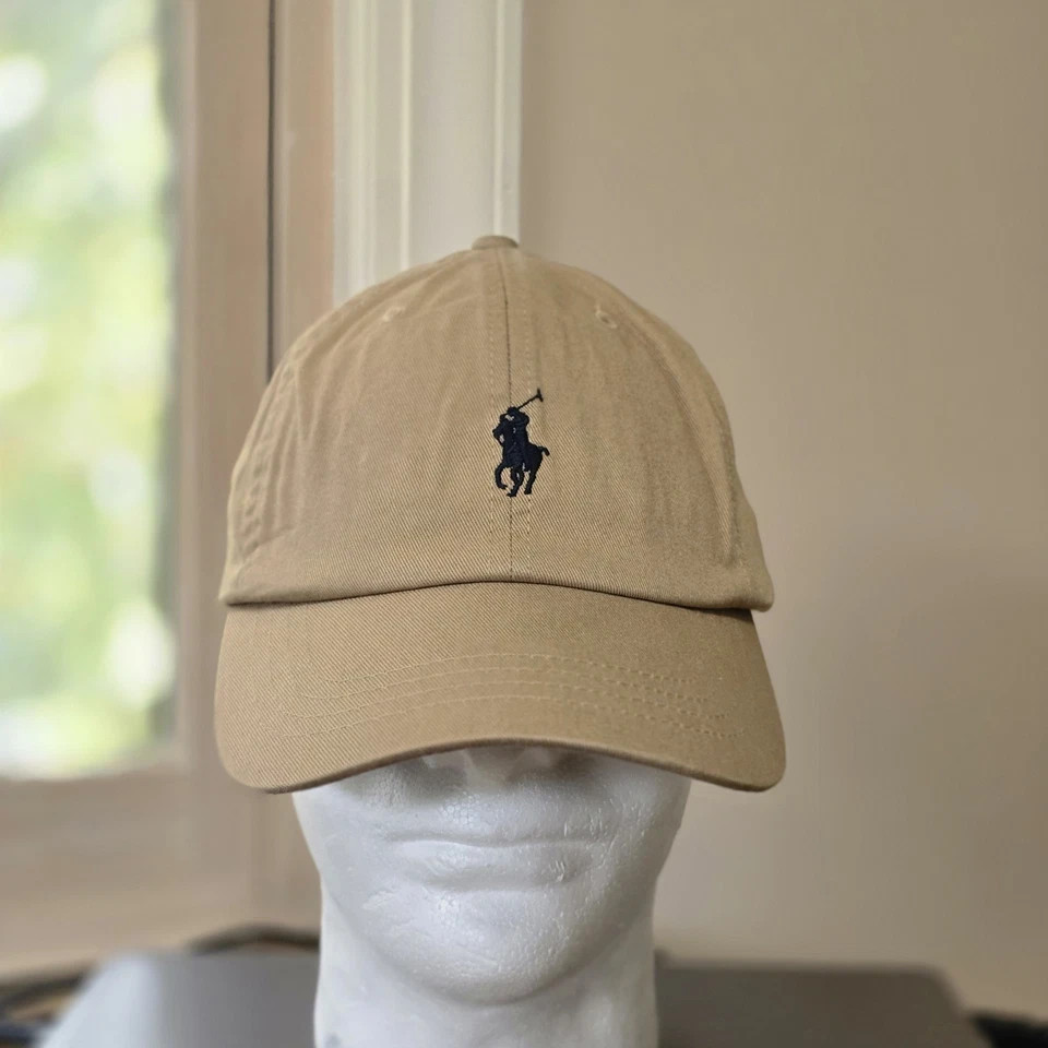 Polo Ralph Lauren Men’s One Size Cotton Chino Adjustable Ball Cap Beige Blue