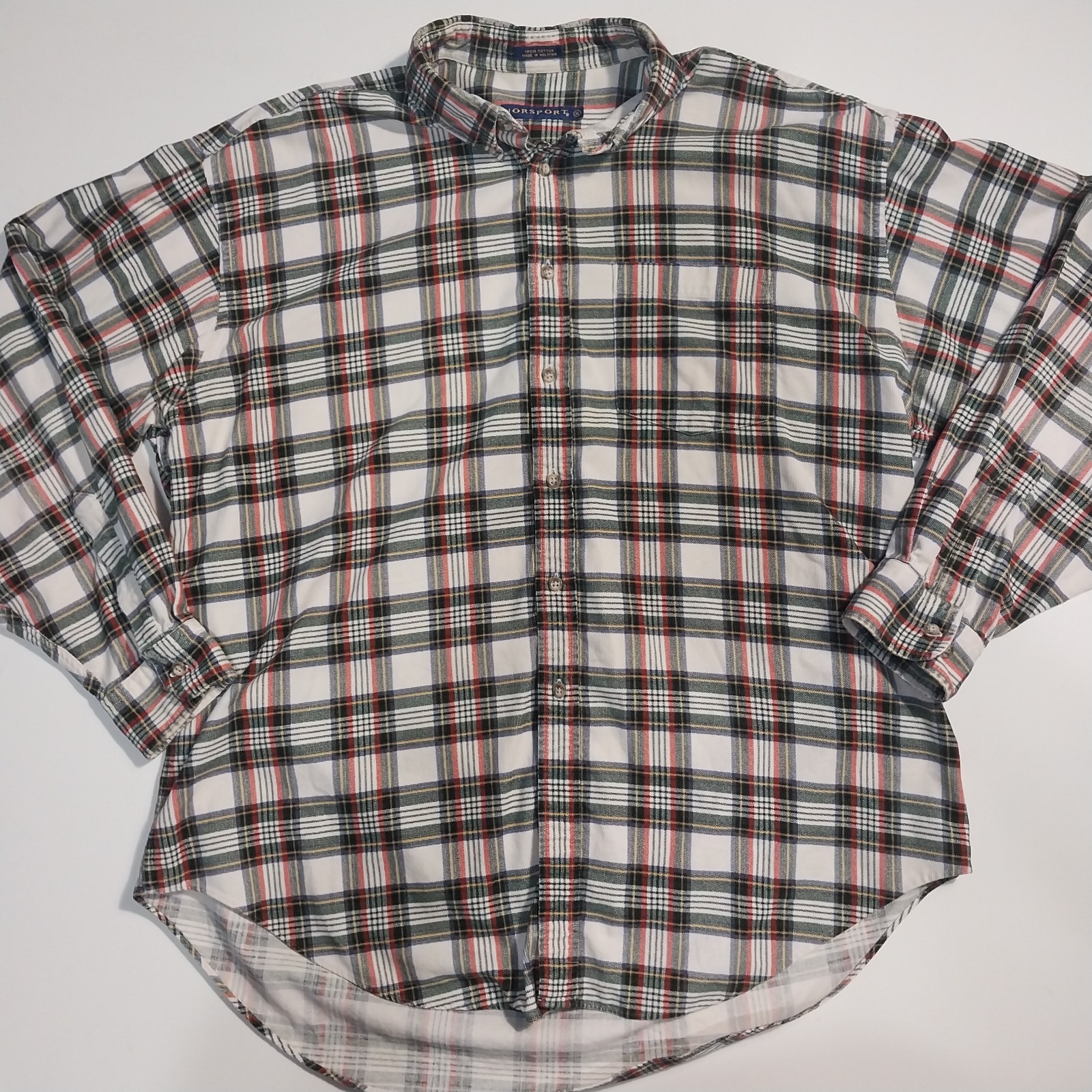 Vintage NORSPORT Shirt Mens XL Button-Down Multi-Color Long Sleeve Plaid