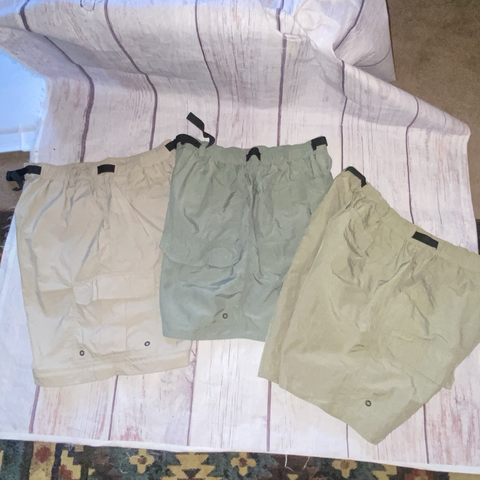 3 REI Mens Shorts L Light Green Tan Lt Tan Belted Hiking Outdoor A15