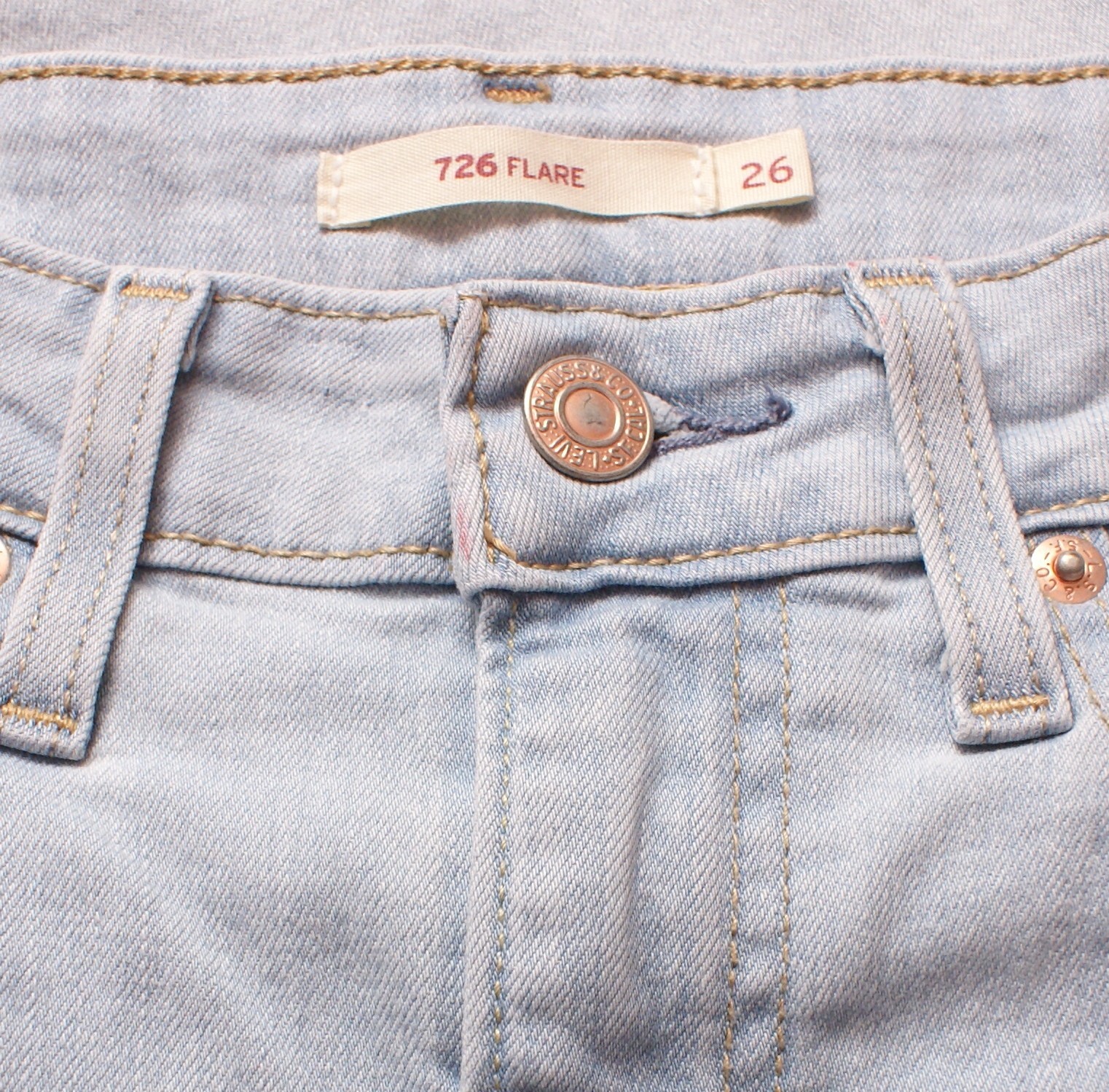 Levi’s 726 Flare Jeans Womens 26 Light Blue Mid Rise Stretch Denim (26X32)