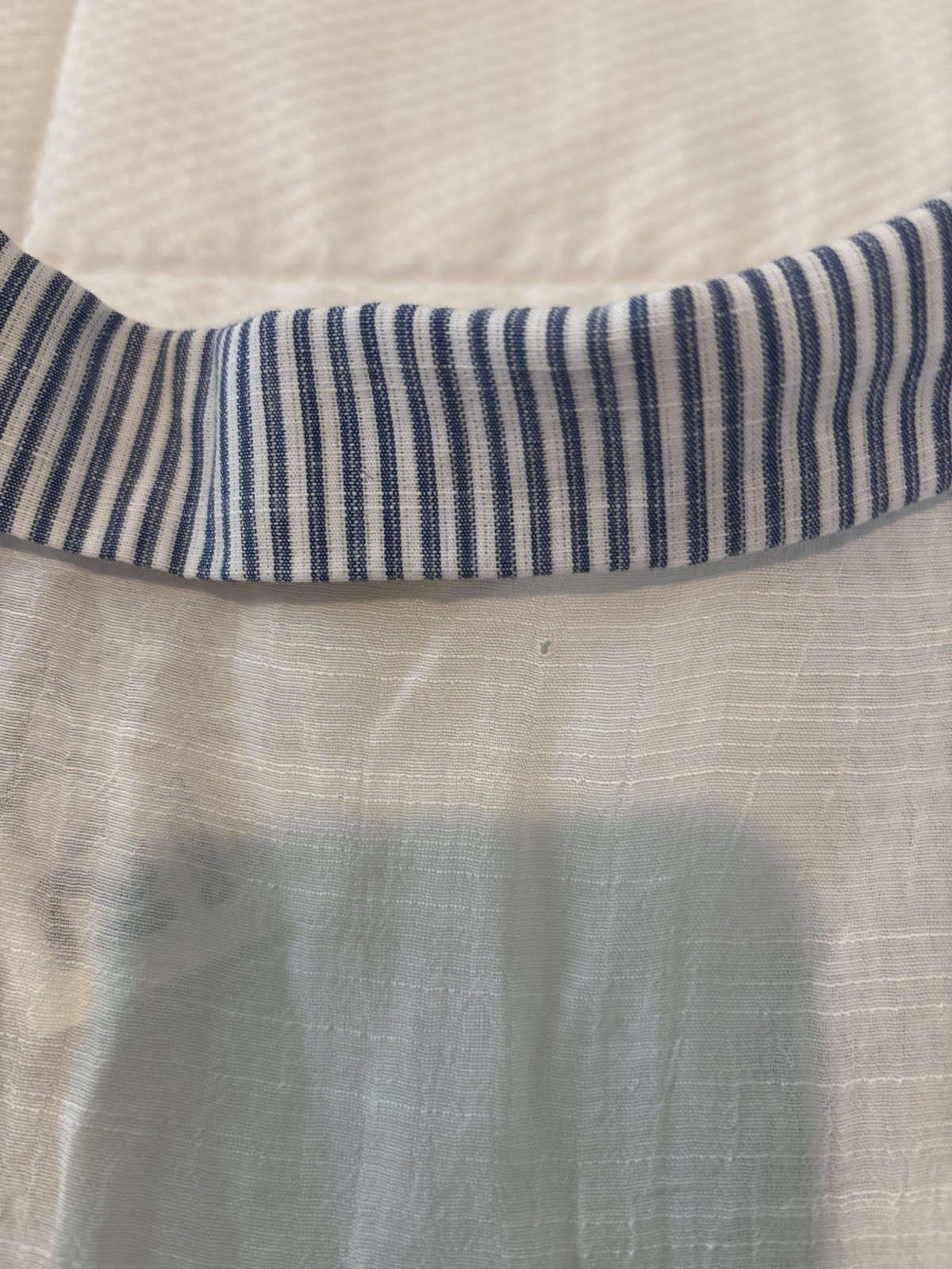 Parallel Skies Women’s White/Blue Striped Collared Button Front Blouse Size L