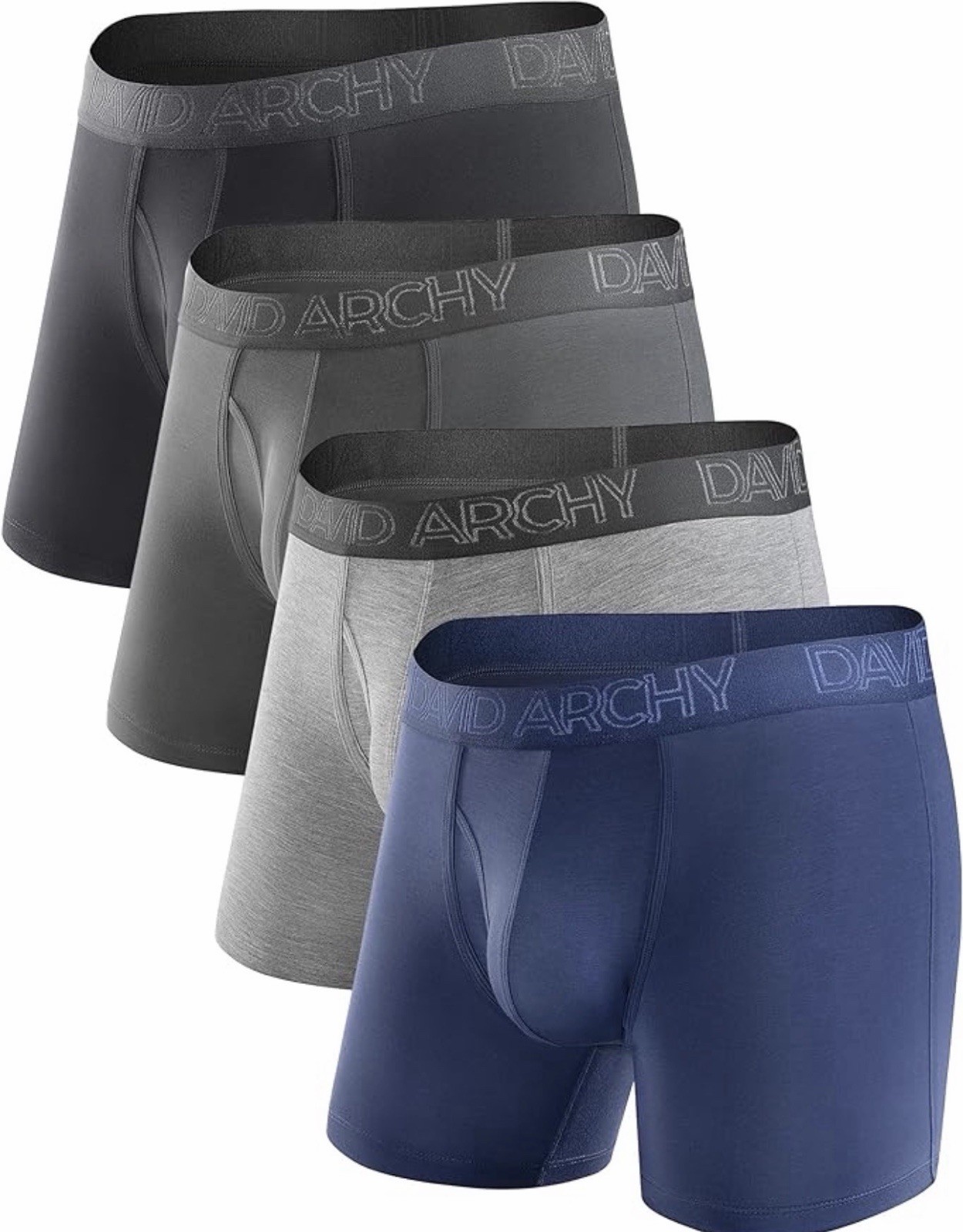 David Archy Men’s Bamboo Rayon Trunks 4 Pack Boxer Briefs M XL