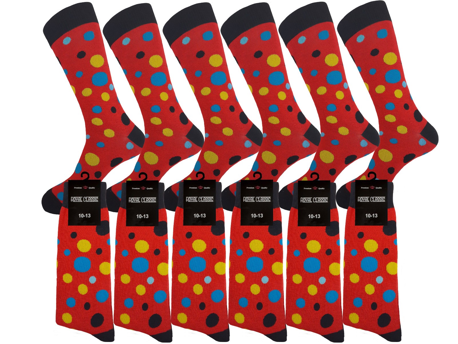 DRESS SOCKS RED BLACK POLKA DOTS COTTON SOCKS 10-13 TRUE TO SIZE