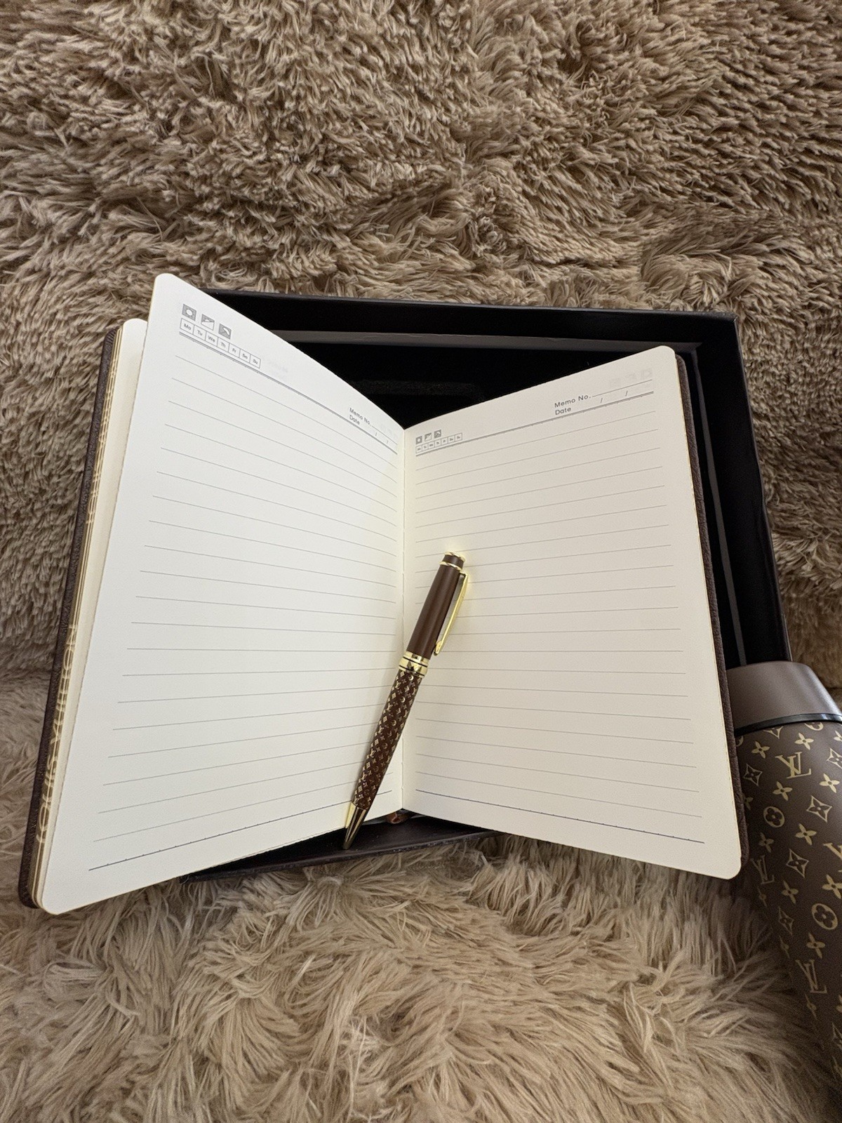Holiday LV Gift Set- Notebook, Pen And Thermos