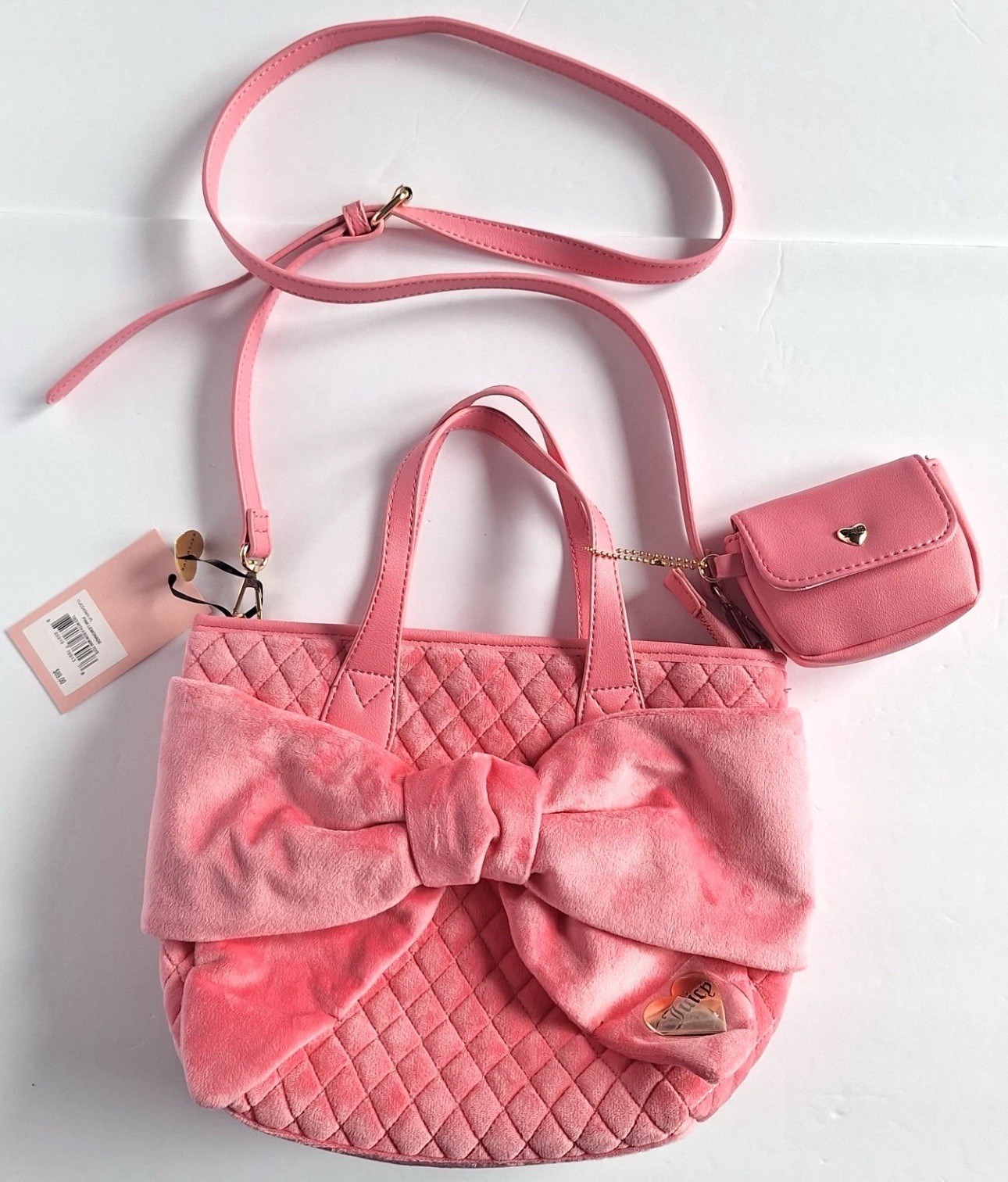 NWT Juicy Couture Tied With A Bow Mini Tote Pink Lemonade Rare HTF NEW PURSE