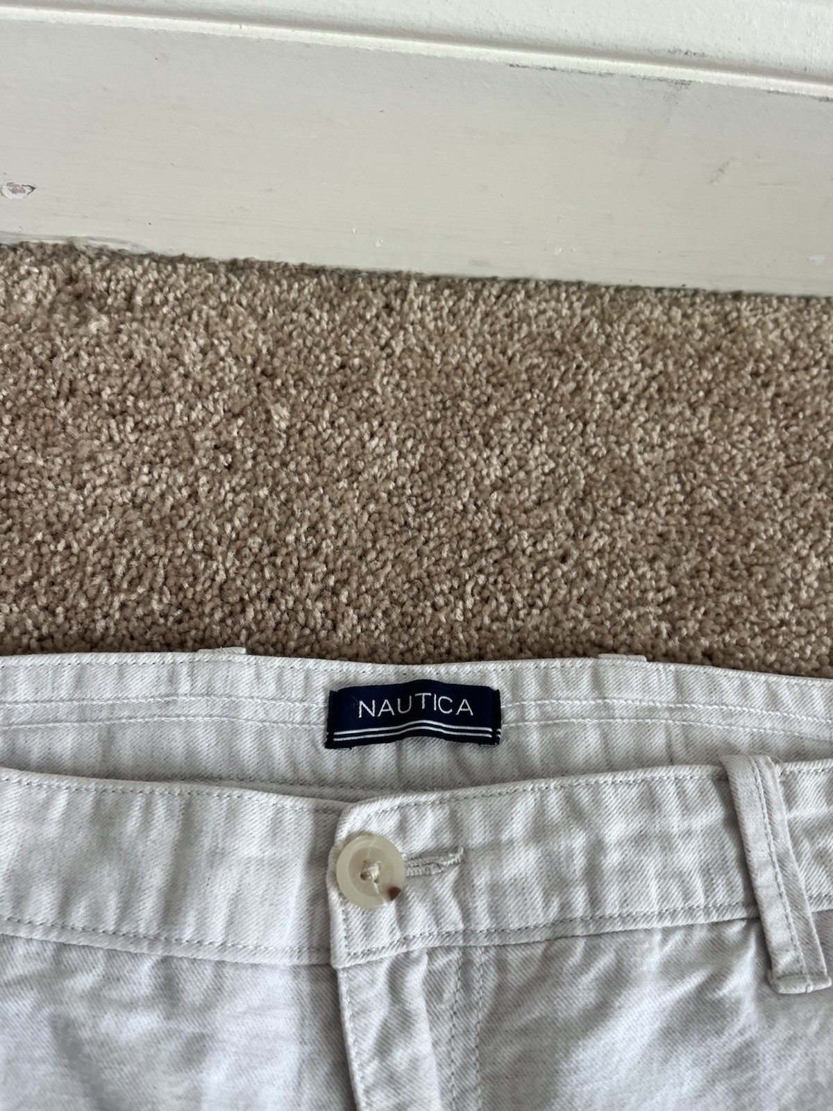 Nautica Mens Linen Pants Chino Dress Beige Tan 40×30 $75+ Casual Classic Fit