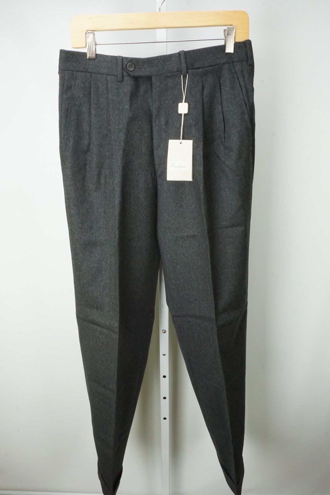 Corneliani Dark Gray Flannel 100% Wool Dress Pants Sz 46R EU BRAND NEW