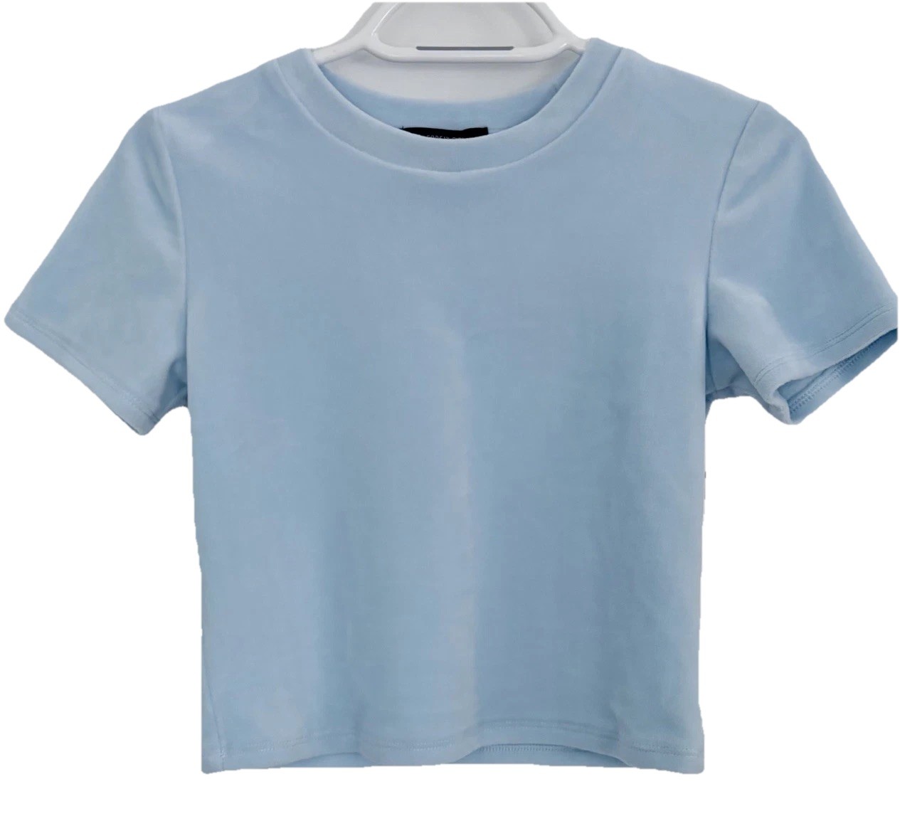 FOREVER 21 Women’s Light Blue Velour Short Sleeve Crew Neck Top Size Small