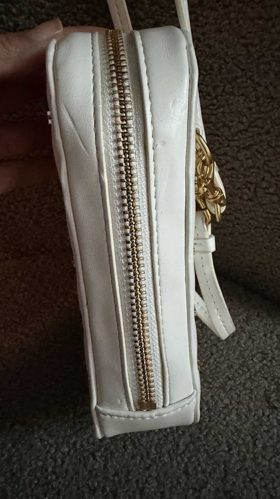 Rebecca Minkoff White Star Studded Mini Crossbody Bag Gold Zip Detachable Strap