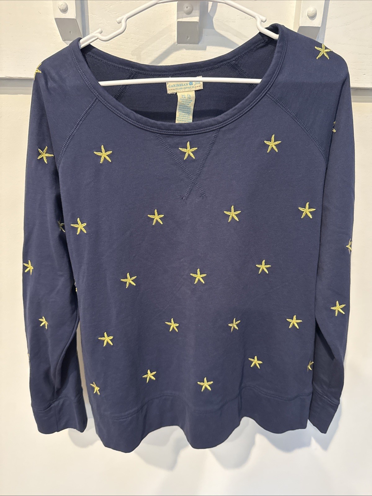 Caribbean Joe Women’s Embroidered Crew Neck Starfish Sweatshirt XL