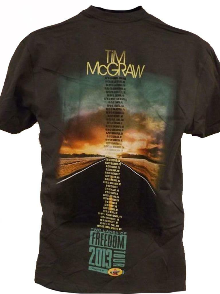 Tim McGraw Mens Sizes S-M-L-XL-2XL 2013 Two Lanes of Freedom Tour Concert Shirt