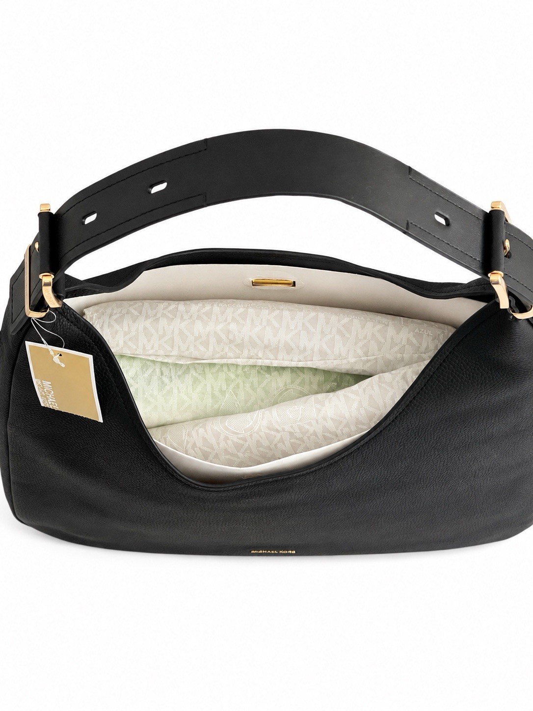 Michael Kors Large Black Leather Shoulder Bag Gold Hardware NWT