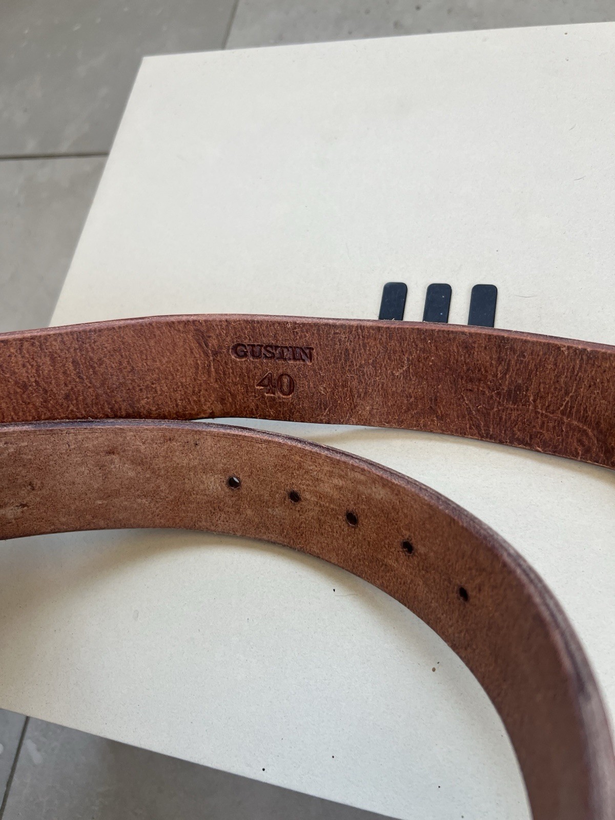 Gustin Heavyweight Steer Hide Hermann Oak Made In USA Brown Leather Belt Sz 40