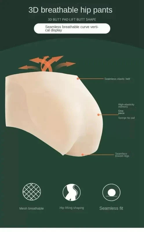 Summer Seamless Bodyshaper Panties Silicone Hip and Raises Butt Pads Push Up