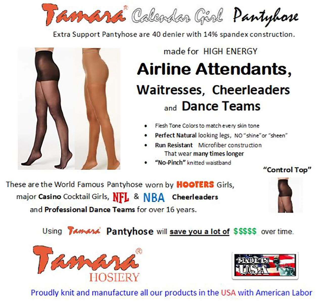 TAMARA PANTYHOSE 40 Denier Compression Support Hosiery PICK D Q 2XL 3XL PLUS