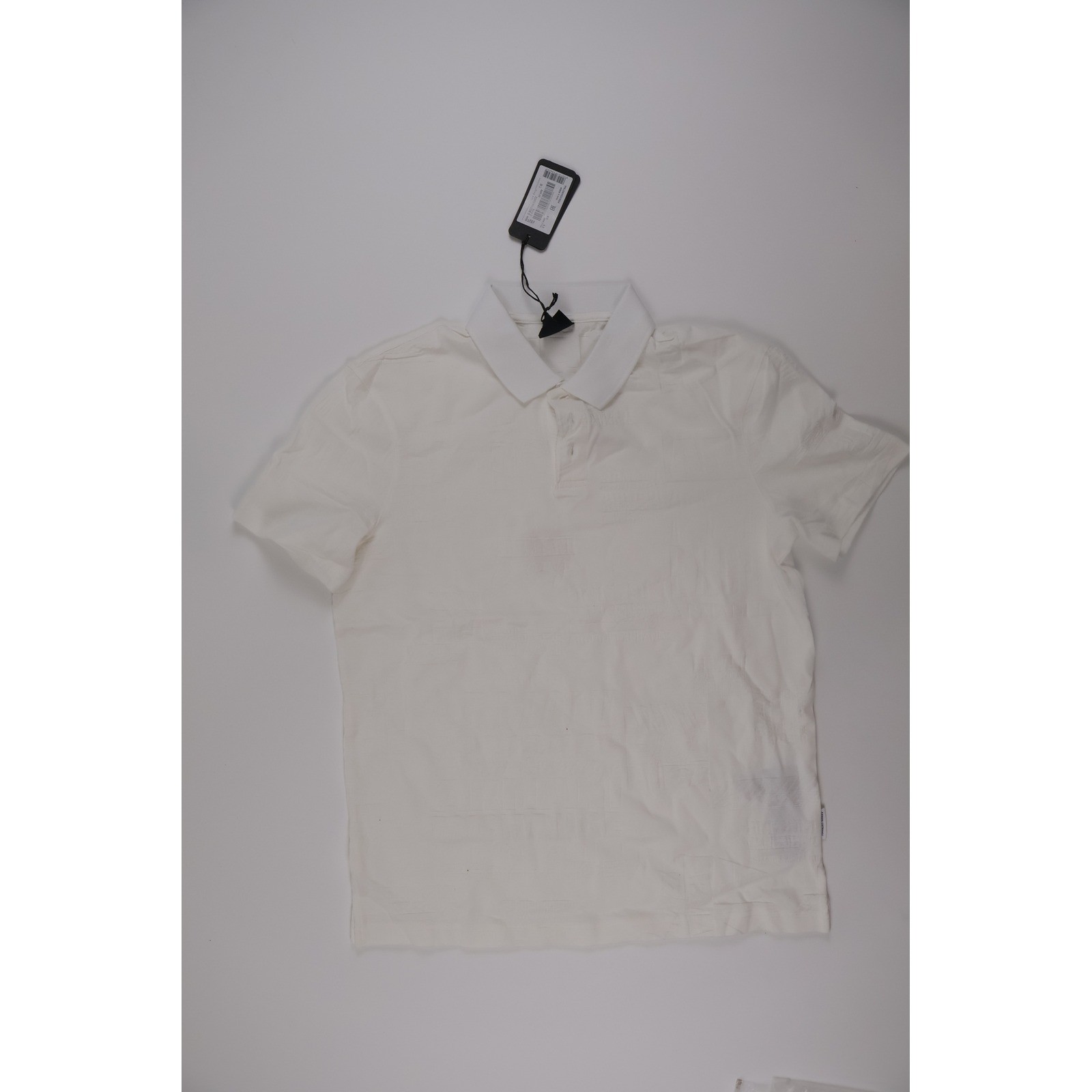 Armani Exchange Mens Polo Shirt Tonal Logo Jacquard White Small NWT