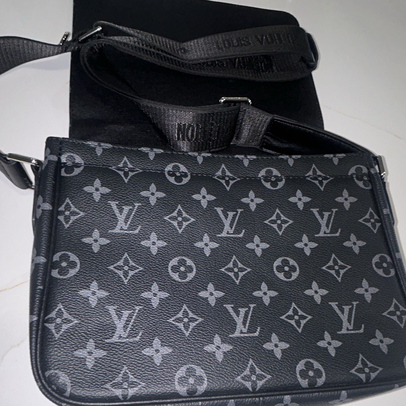 Louis Vuitton District PM Messenger Bag Monogram Eclipse Black Gray Crossbody