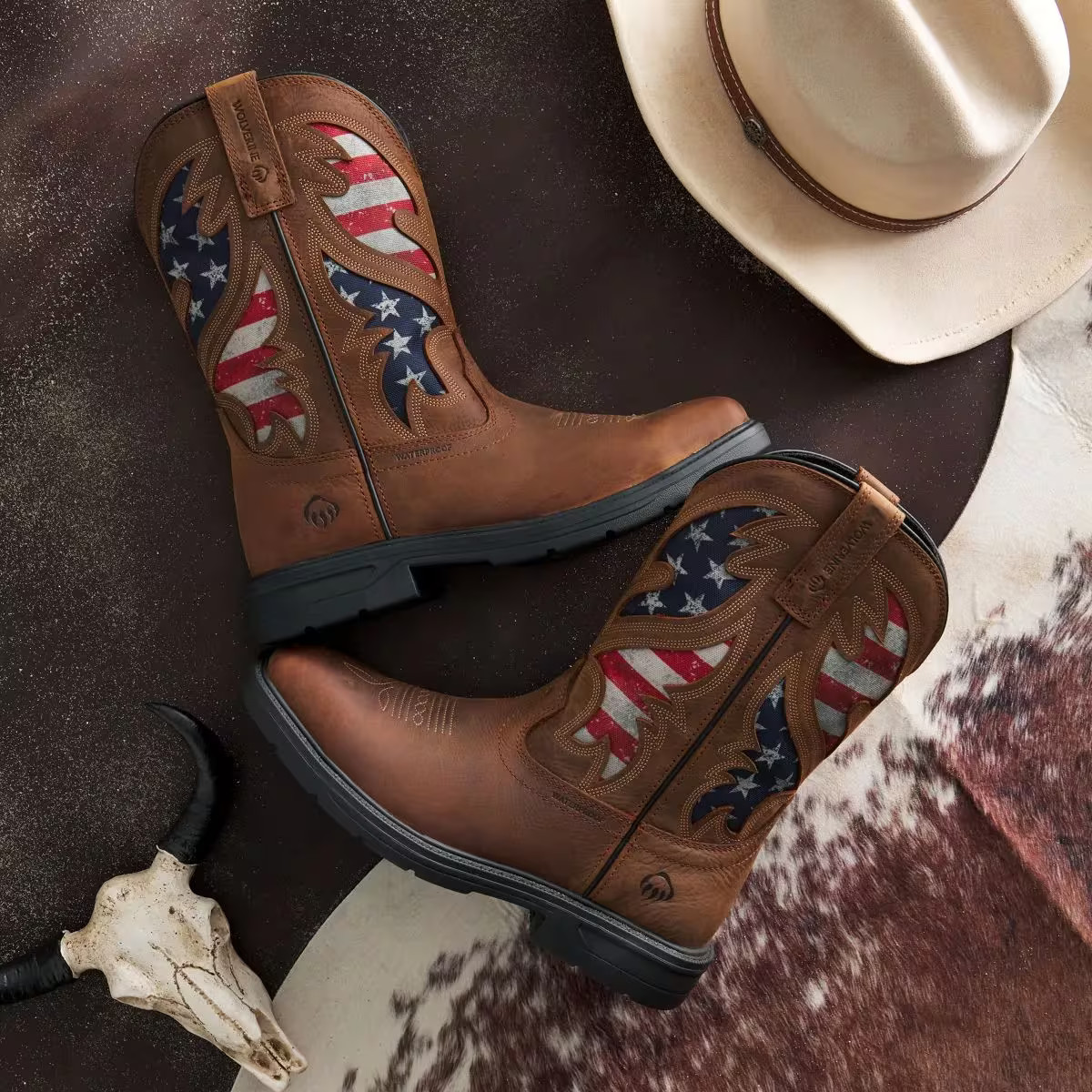 Wolverine Men Rancher Flag Steel-Toe Wellington Work Boot Shoes