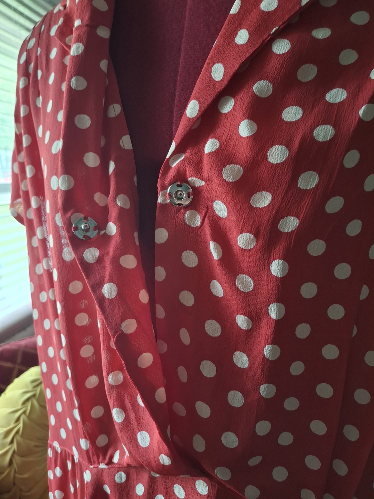 Vintage April Cornell 40s Style Red White Polkadot Dress Fit &Flare XL