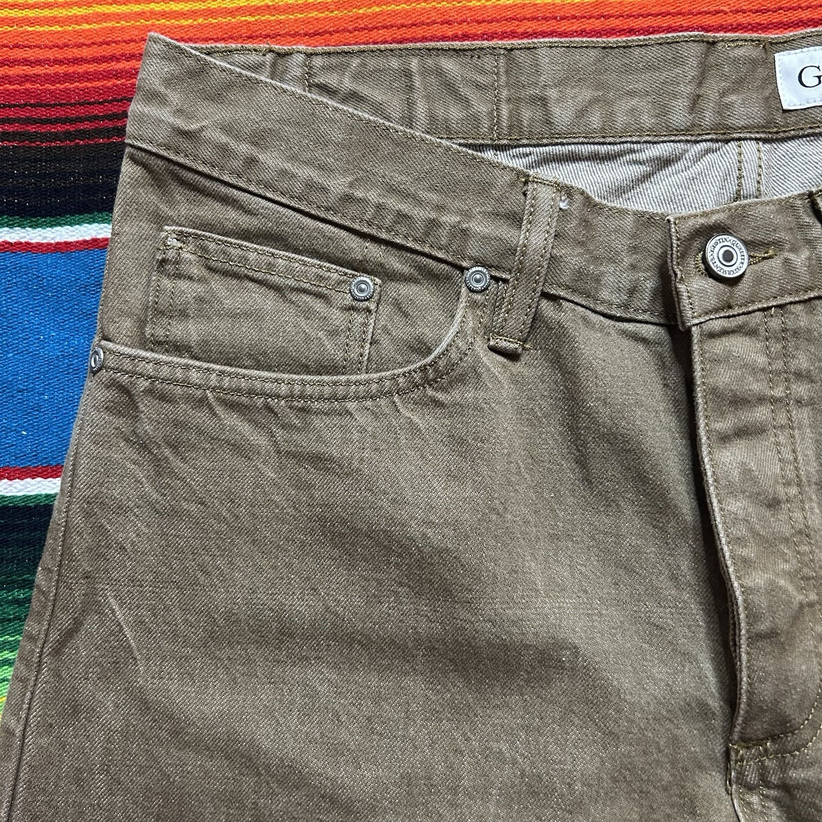 Gustin Jeans Selvedge Brown Size 34 California Slim Raw Button Fly
