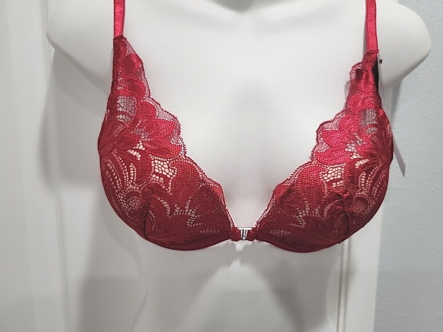 Adored By ADORE ME Red Layla PushUp Bra Padded Lace 32 34 36 38 40 DD D C B A