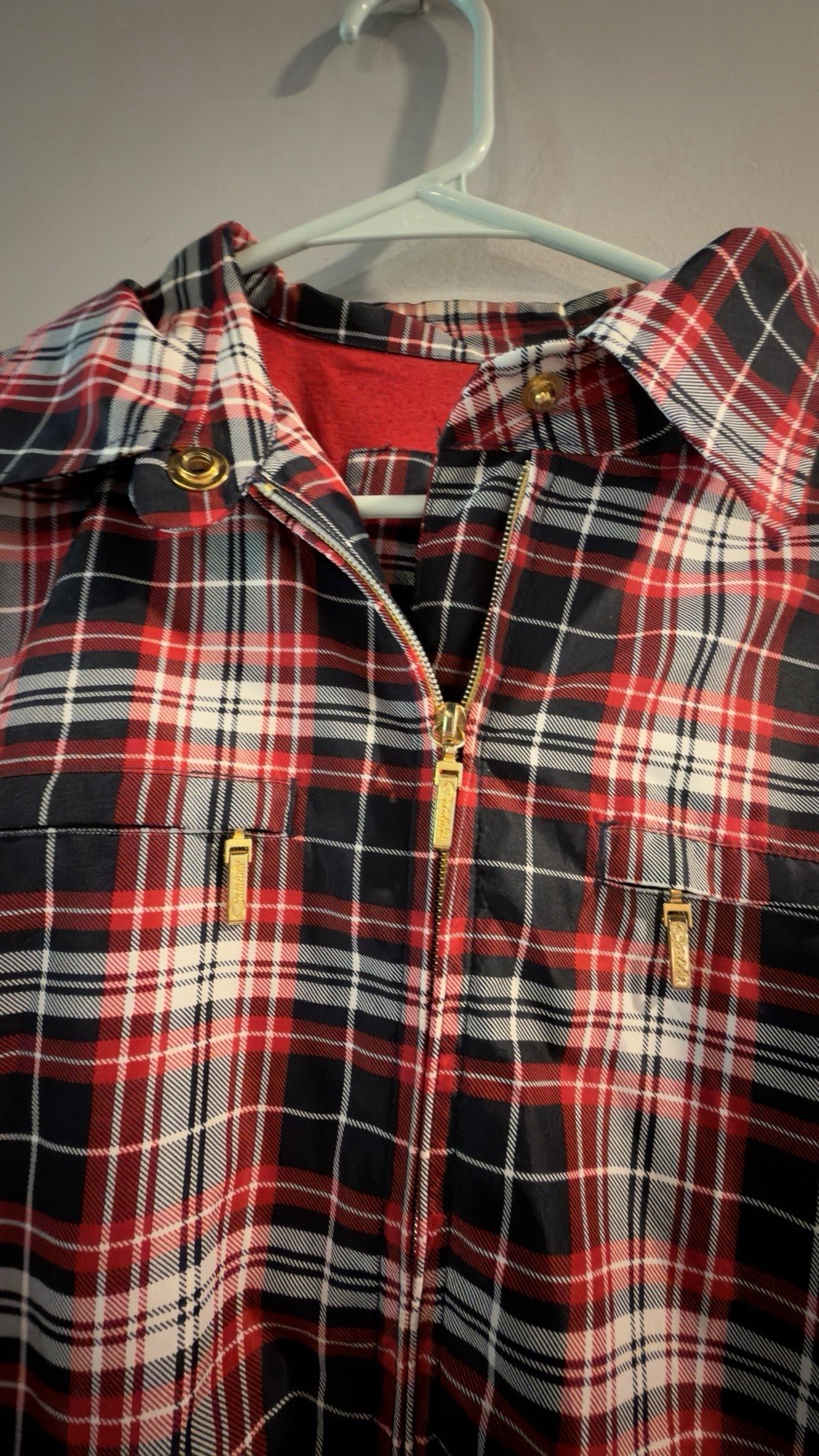 Catalina Men’s Plaid Full Zip Lined Jacket Red/Black/White Size L