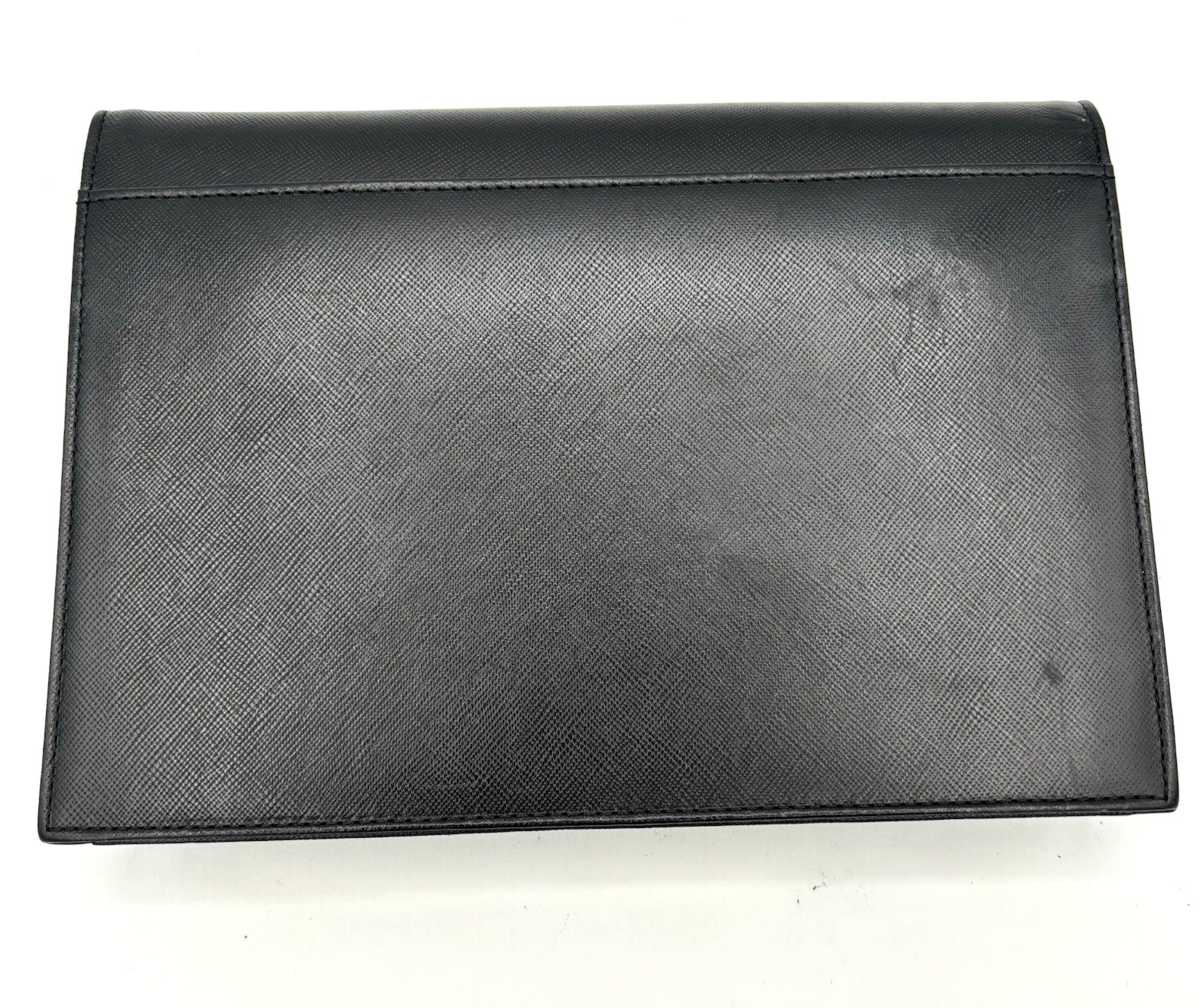 Yves Saint Laurent Clutch Bag Leather Black YSL Authentic 0049