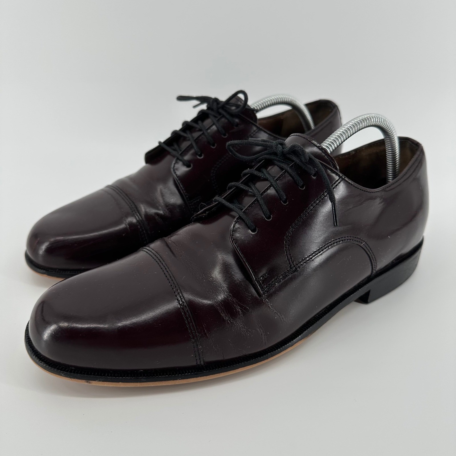 Bostonian Classics Derby Shoes 11 M Burgundy Excellent Cap Toe Leather 20398
