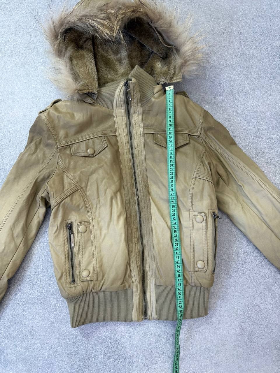 Vintage Leather Jacket Fur Collar Zip Slim Fit Y2K Minimalist Rare Style