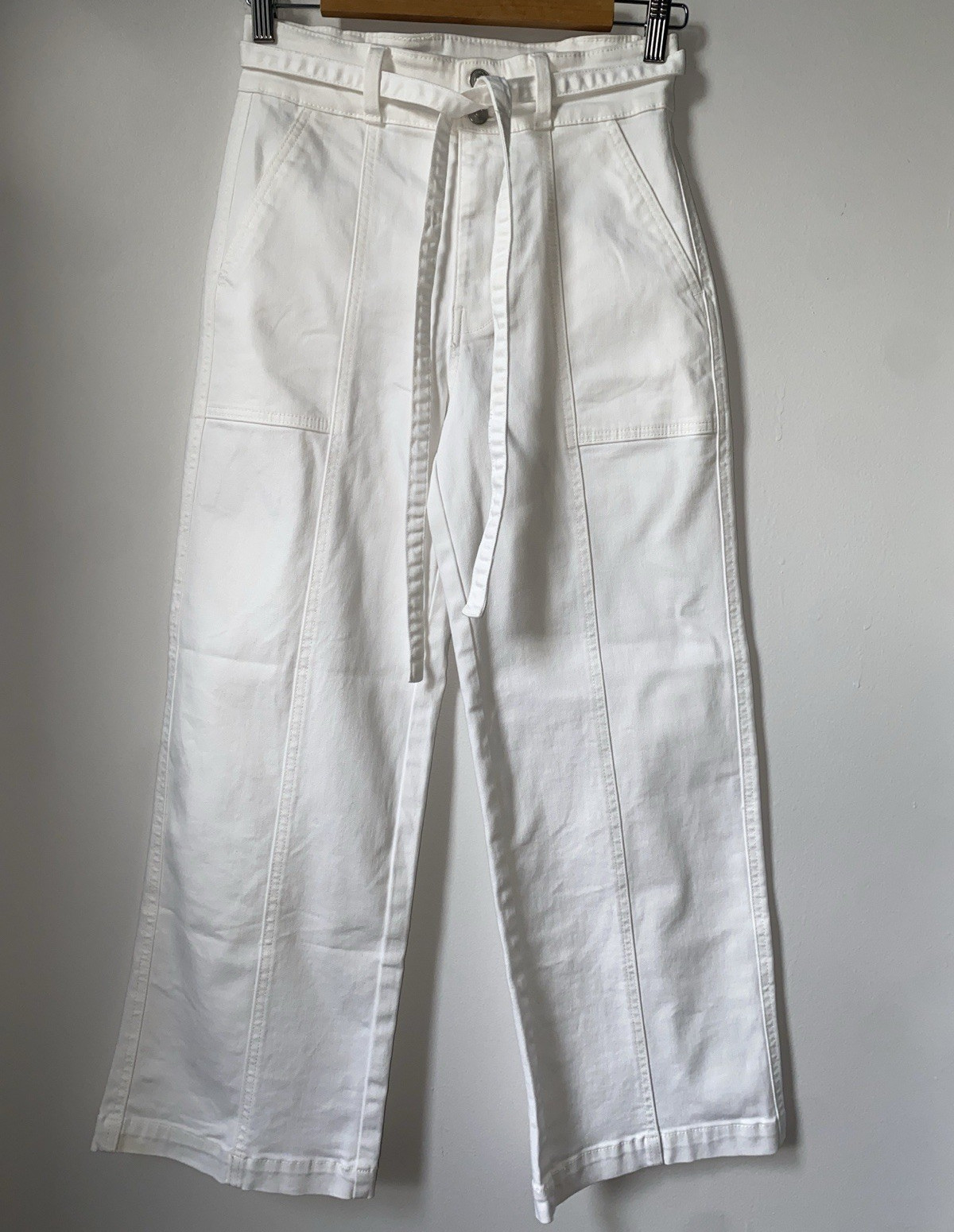 Hudson Women’s White Wide-Leg High Rise Denim Jeans w/ Pockets Size 6