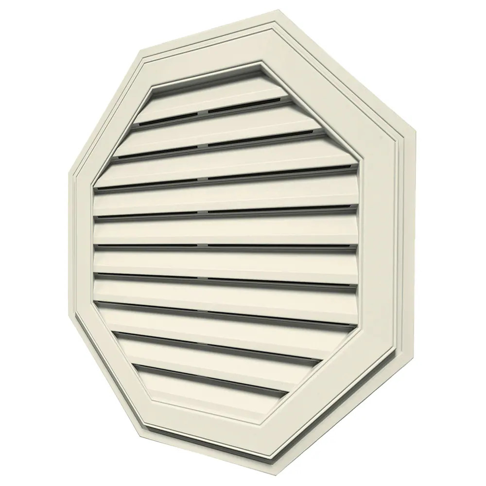 Builders Edge 16-in x 20-in Linen Octagon Vinyl Gable Louver Vent|5634